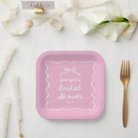 Whimsical Hand Drawn Pink White Bow Bridal Shower