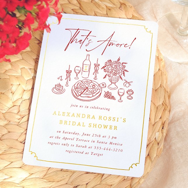 Whimsical Hand Drawn Pizza & Wine Bridal Shower (Card Front Mock-up)
