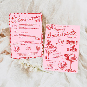 Whimsical Hand Drawn Poker Bachelorette Party Invi Invitation