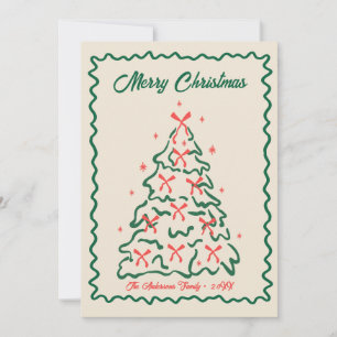 Whimsical Hand Drawn Quirky Merry Christmas Photo  Holiday Card