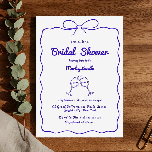  Whimsical Hand Drawn Quirky Modern Bridal Shower Invitation (Creator Uploaded)