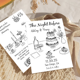 Whimsical Hand Drawn Quirky The Night Before Invitation
