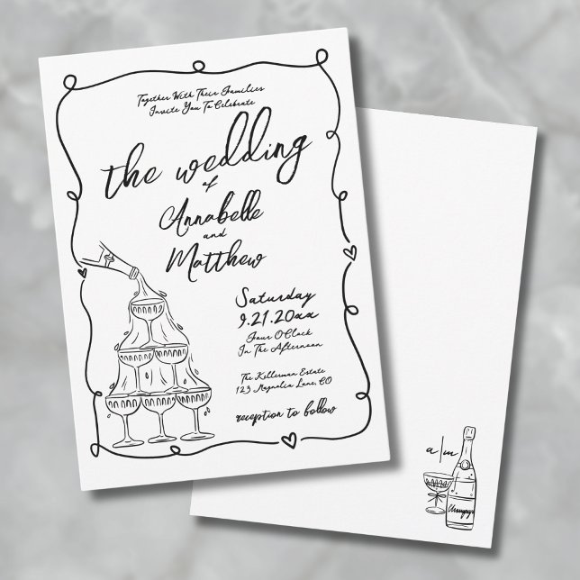 Whimsical Hand Drawn Quirky Wedding Invitation (Whimsical Hand Drawn Quirky Wedding Invitation
)