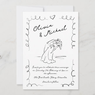 Whimsical Hand Drawn Quirky Wedding Invitation