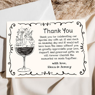 Whimsical Hand Drawn Quirky Wedding Thank You Card