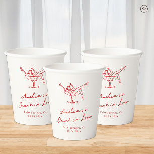 Whimsical Hand Drawn Red Bachelorette Paper Cups