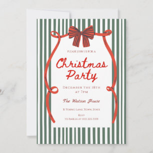 Whimsical Hand Drawn Red coquette Christmas Party Invitation