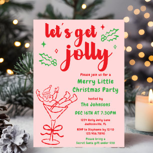 Whimsical Hand Drawn Red Green Christmas Party Invitation