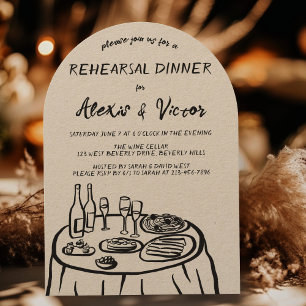 Whimsical Hand Drawn Rehearsal Dinner Table Custom Invitation