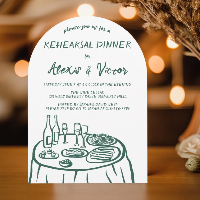 Whimsical Hand Drawn Rehearsal Dinner Table Custom Invitation (Whimsical Hand Drawn Rehearsal Dinner Table Custom Invitation
)