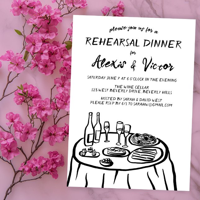 Whimsical Hand Drawn Rehearsal Dinner Table Custom Invitation (Whimsical Hand Drawn Rehearsal Dinner Table Custom Invitation
)