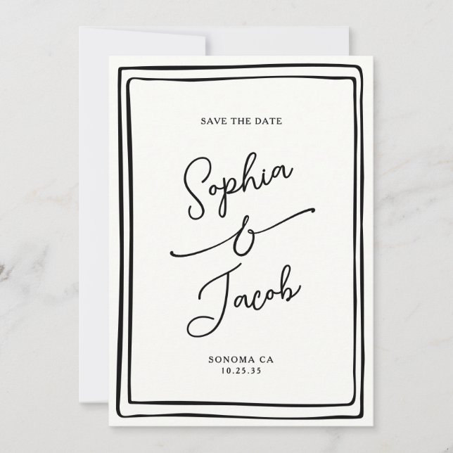 Whimsical Hand Drawn Save The Date Wedding (Front)
