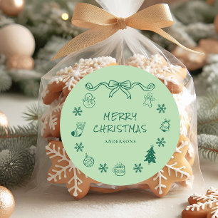 Whimsical Hand Drawn Scribble Christmas Classic Round Sticker