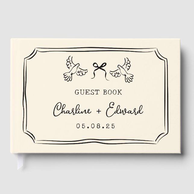 Whimsical Hand Drawn Scribble  Wedding  Guest Book (Front)