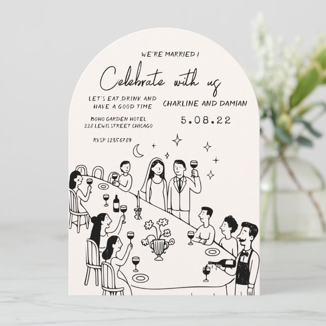 Whimsical Hand Drawn Scribble Wedding Invitation (Creator Uploaded)