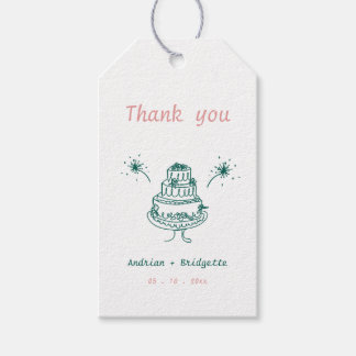 Whimsical Hand Drawn Scribble Wedding Thank You Gift Tags