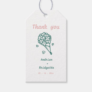 Whimsical Hand Drawn Scribble Wedding Thank You Gift Tags