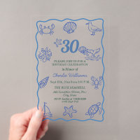 Whimsical Hand Drawn Sea Life 30th Birthday Party