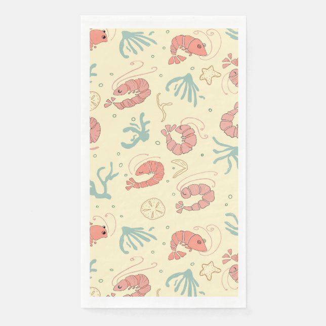 Whimsical Hand Drawn Shrimp Summer Party Napkin (Front)