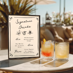 Whimsical Hand Drawn Signature Drinks Poster