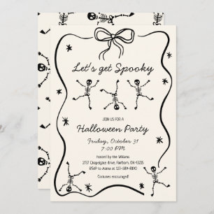 Whimsical Hand Drawn Skeleton Bow Frame Halloween  Invitation