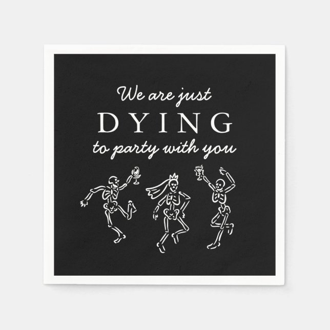Whimsical Hand Drawn Skeletons Halloween Party Napkin (Front)