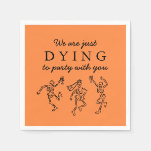 Whimsical Hand Drawn Skeletons Halloween Party Napkin