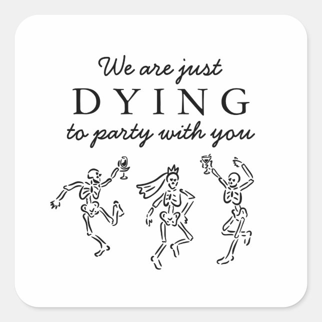 Whimsical Hand Drawn Skeletons Halloween Party Square Sticker (Front)