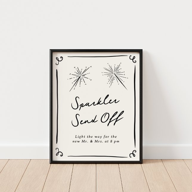 Whimsical Hand Drawn Sparkler Send Off Poster (Creator Uploaded)