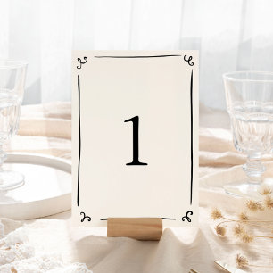Whimsical Hand Drawn Table Number