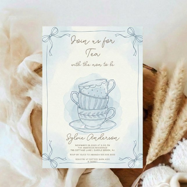 Whimsical Hand Drawn Tea Baby Shower Invitation (Creator Uploaded)