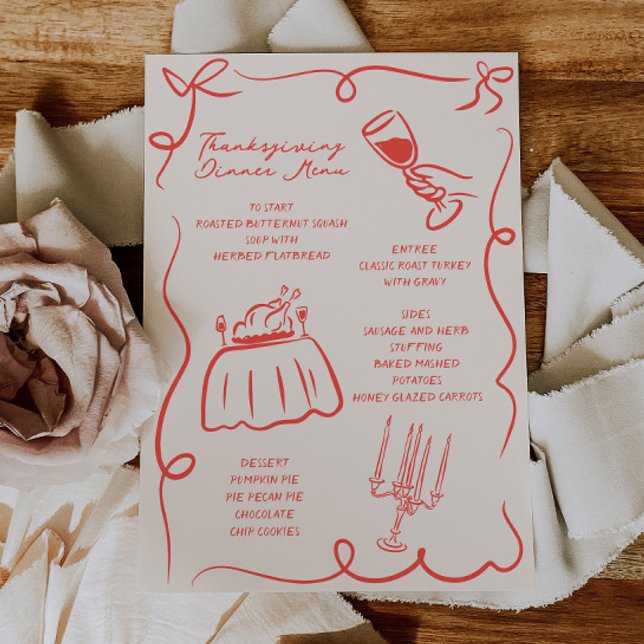 Whimsical Hand Drawn Thanksgiving Menu (Creator Uploaded)