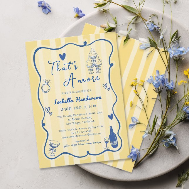 Whimsical Hand Drawn That's Amore Bridal Shower Invitation (Creator Uploaded)