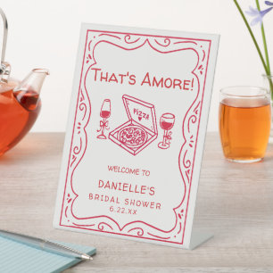 Whimsical Hand Drawn That's Amore Bridal Shower Pedestal Sign
