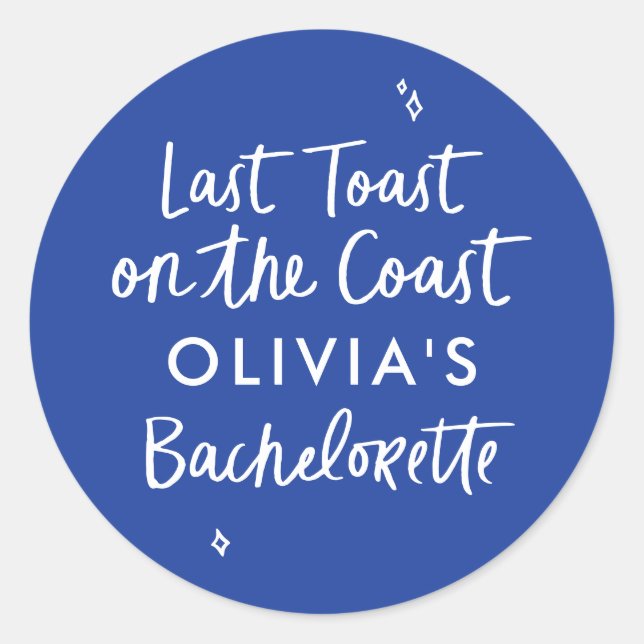 Whimsical hand drawn toast toast on the coast classic round sticker (Front)