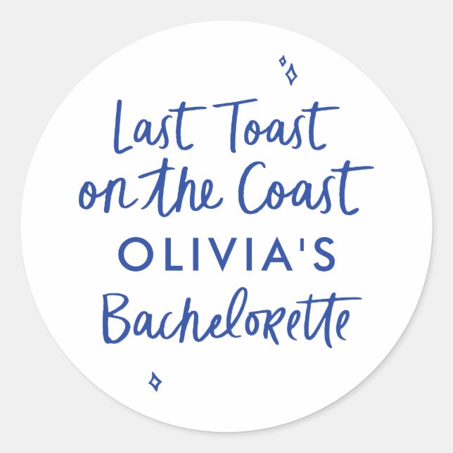 Whimsical hand drawn toast toast on the coast classic round sticker (Front)