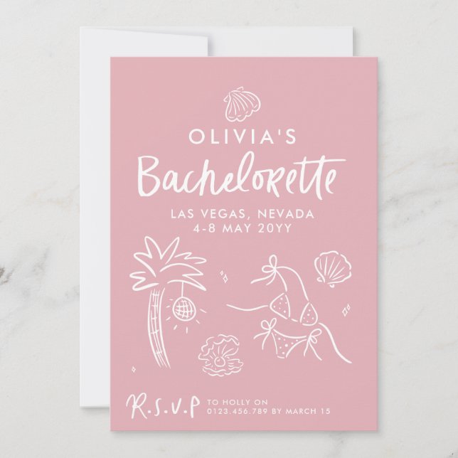 Whimsical hand drawn toast toast on the coast invi invitation (Front)