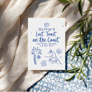 Whimsical hand drawn toast toast on the coast invitation