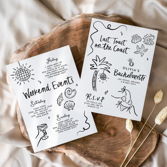 Whimsical hand drawn toast toast on the coast invitation (Creator Uploaded)