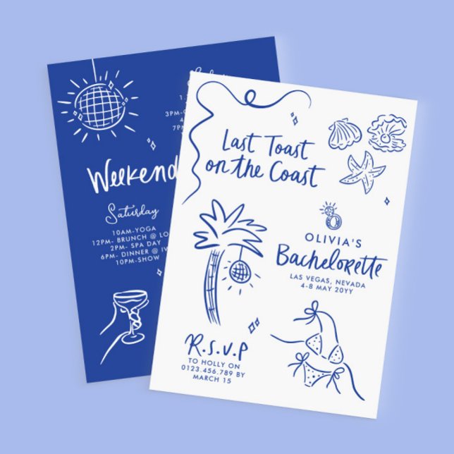 Whimsical hand drawn toast toast on the coast invitation (Creator Uploaded)