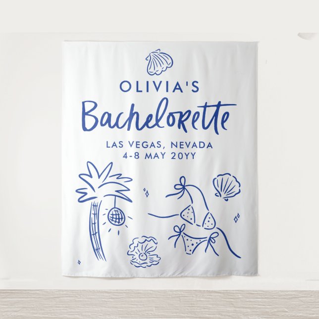 Whimsical hand drawn toast toast on the coast tapestry (Front)