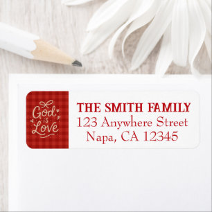 Whimsical Hand-Drawn Typography Red Chequered Return Address Label