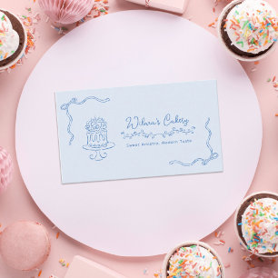 Whimsical Hand Drawn Wedding Cake Bakary Business Business Card