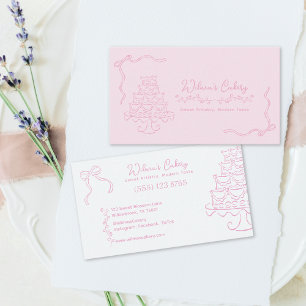 Whimsical Hand Drawn Wedding Cake Bakary Business Business Card