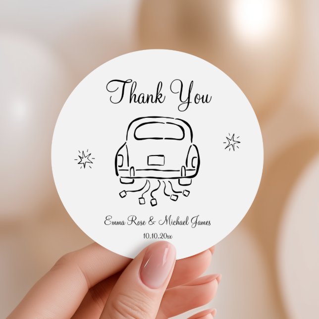 Whimsical Hand Drawn Wedding  Classic Round Sticker (Creator Uploaded)
