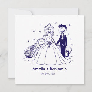 Whimsical Hand Drawn Wedding Couple   Wedding 