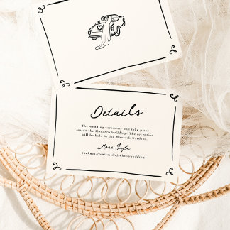 Whimsical Hand Drawn Wedding Details Invitation