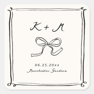 Whimsical Hand Drawn Wedding Doodles Square Sticker