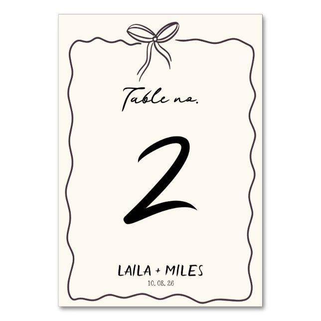 Whimsical Hand drawn wedding Event  Table Number (Front)