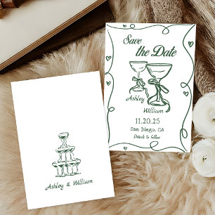 Whimsical Hand Drawn Wedding Save The Date Invitation